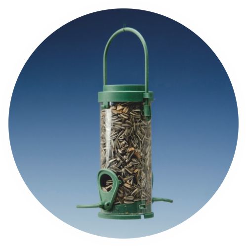 Recycled Feeder with sunflower seeds