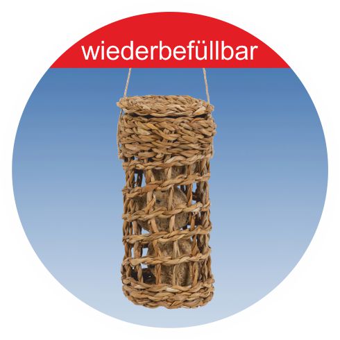 Seegras-Futterspender  gefüllt mit 3 Meisenknödeln